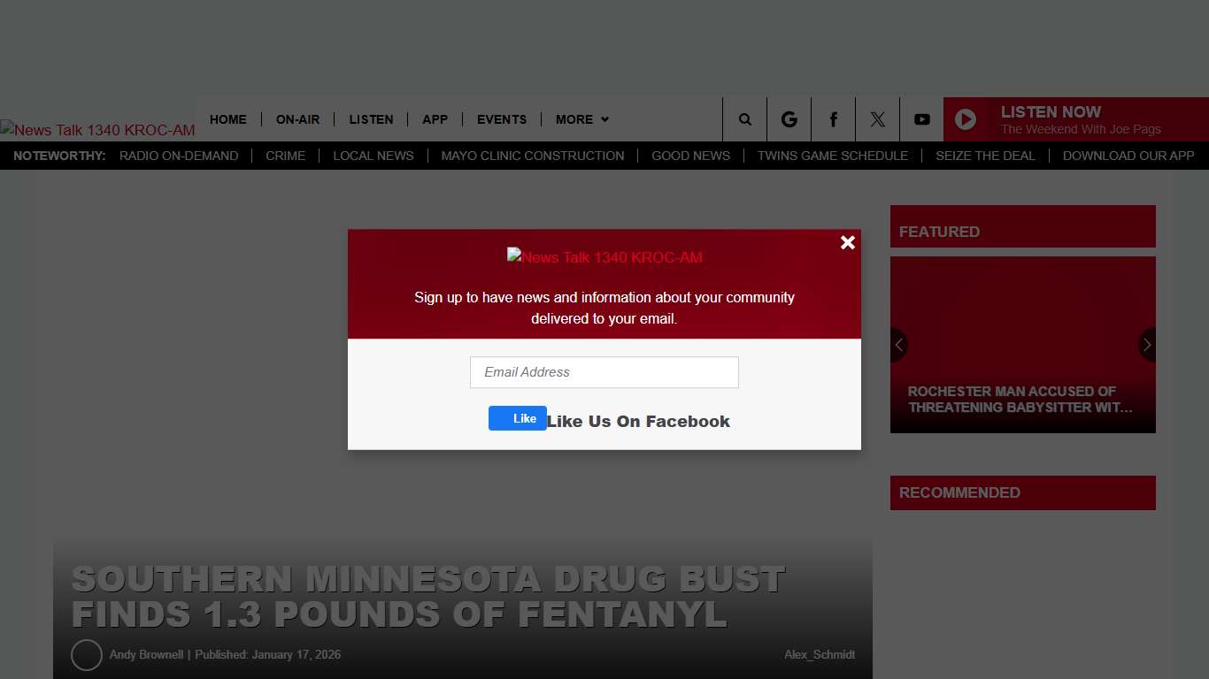 Southern Minnesota Drug Bust Finds 1.3 Pounds of Fentanyl